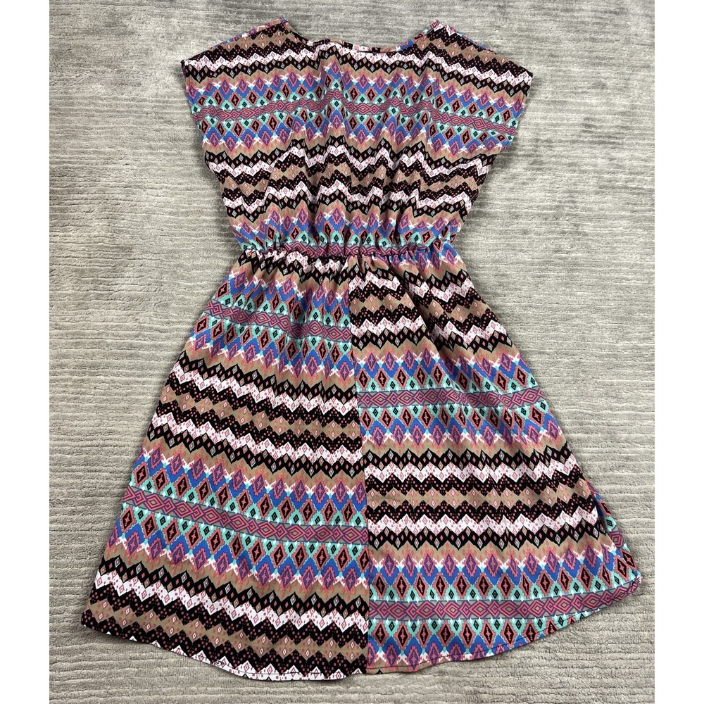 Just Be... Dress Womens Large Multicolor Aztec Print Sleeveless Fit and Flare